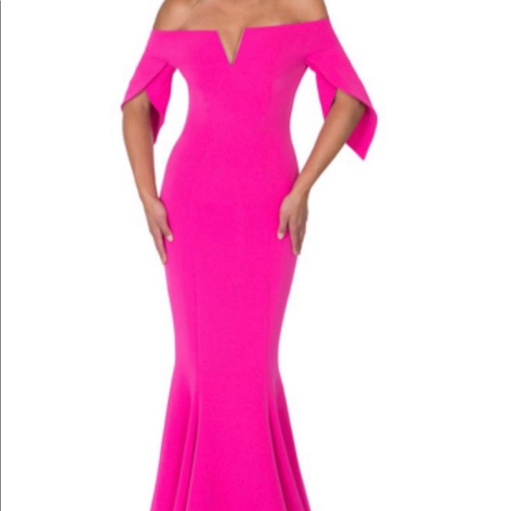 Hot pink formal gown. Off the shoulders. NWT